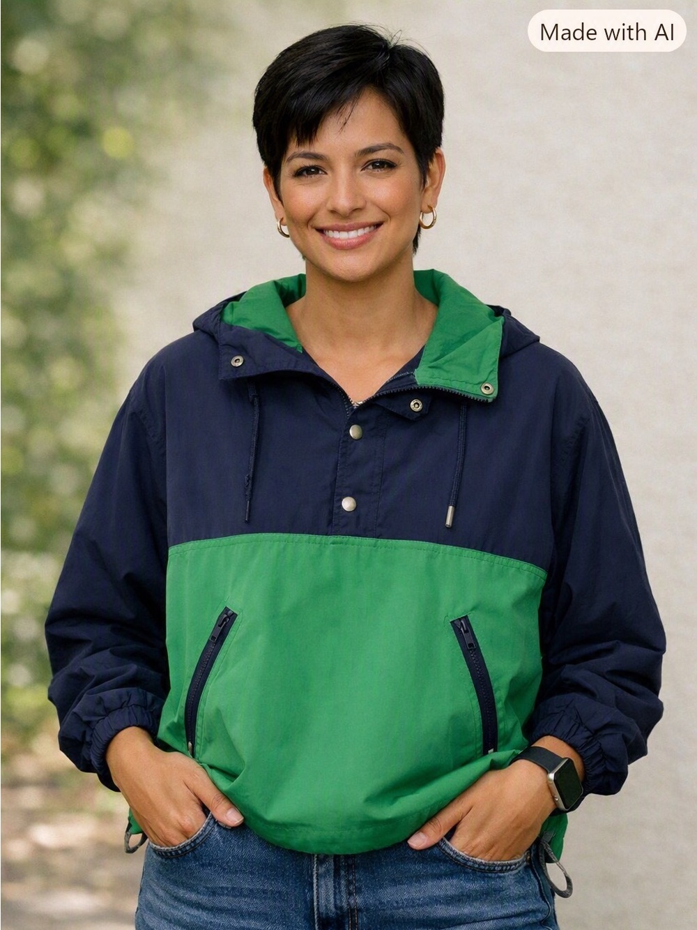 Windbreaker Mother Karen’s Vintage Powdershirt Jacket Navy/Green Size L